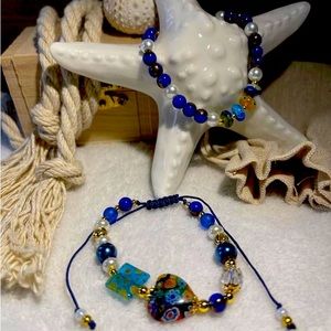 Handmade beaded macrame bracelet set